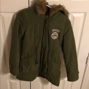 Army green winter coat